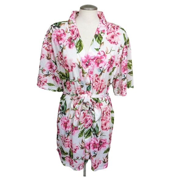 Show Me Your MuMu Robe Brie Garden Of Rose Blooms Floral Short Sleeve One Size - Picture 3 of 8